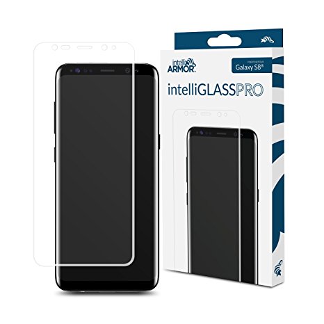 Galaxy S9 intelliGLASS PRO - The Smarter Samsung 3D Glass Screen Protector by intelliARMOR To Guard Against Scratches and Drops. HD Clear With Max Touchscreen Accuracy.