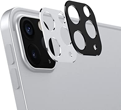 MoKo 2-Pack Camera Lens Protector Fit iPad Pro 12.9 2021/2020 / iPad Pro 11 2021/2020Metal Frame Aluminum Alloy Sticker, Scratch-Resistant Plate Panel Rear Camera Protective Shield - Black & Silver