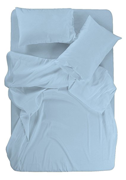 Egyptian Cotton 1000 Thread Count 4 PC Solid Bed Sheet Set True Luxury Hotel Collection Fits Up to 19 Inches Deep pocket (Cal-King, Sky Blue) By Minor Monkey