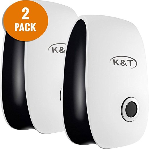 K&T Ultrasonic Pest Repeller Against Insects and Rodents, Ideal Pest Control for Home, Restaurant, Cafe, Bakery, Food Factory (Pack of 2)