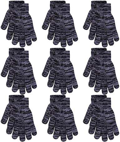 Cooraby 9 Pairs Winter Magic Gloves Adult Full Fingers Gloves Warm Stretchy Gloves for Men, Women or Teens