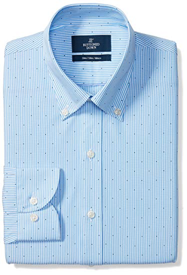 Amazon Brand - BUTTONED DOWN Men's Slim Fit Stripe Non-Iron Dress Shirt