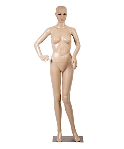 Female Full Body Realistic Mannequin Display Head Turns Dress Form w/Base