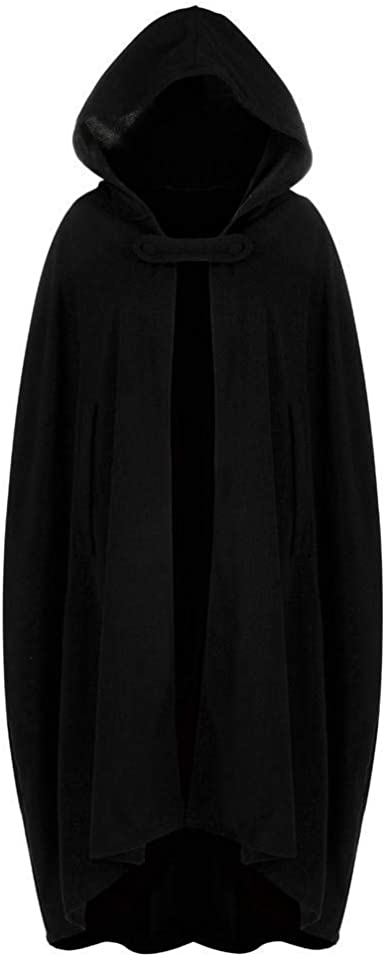 WOCACHI Womens Cape Hooded Cardigans Cloak Long Solid Open Front Poncho Outwear