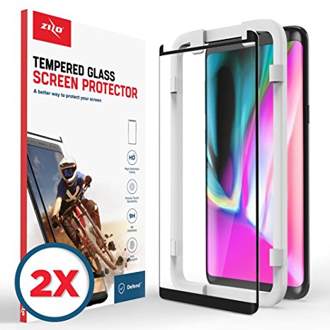 Zizo Full Curved Tempered Glass Screen Protector - 2 Pack - Samsung Galaxy S8 Plus - Anti Scratch with 9H Hardness (Black)