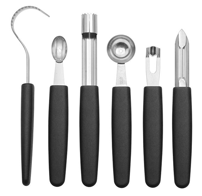Garnishing Tools 6- piece set Garnish tool Set Apple Corer Peeler Oval and Round Melon Baller Butter Curler and Channel knife - Commercial level quality