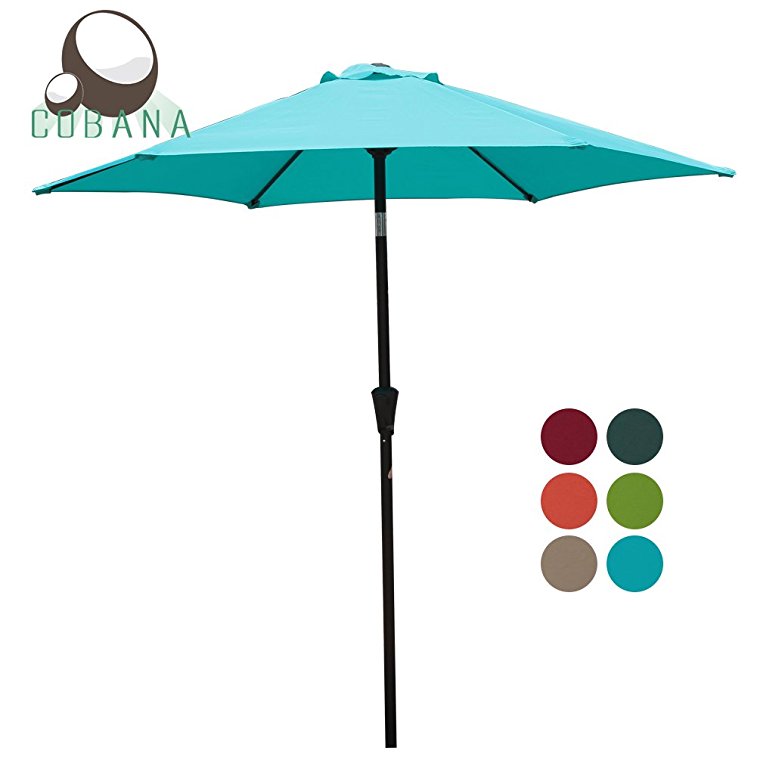 COBANA 7.5Ft Patio Garden Outdoor Market Umbrella with Tilt and Crank Turquoise