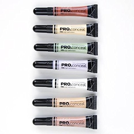 L.A. Girl Pro Conceal Set Orange, Yellow, Green, Lavender, Peach, Light Yellow Correctors and Highlighter