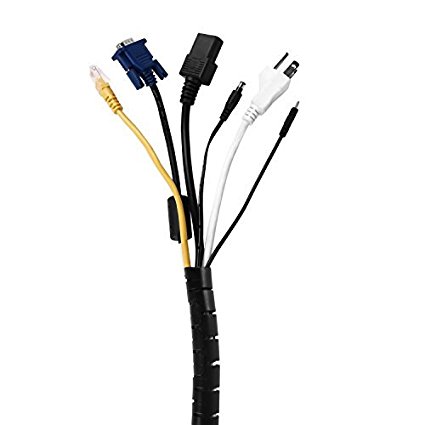 Jellas Black 5 Feet Cable Management Sleeve Organizer System for TV Computer Home Entertainment.