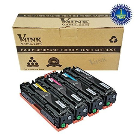 V4INK  4 Pack KCMY New Compatible HP 131A Toner Cartridge for Hp Laserjet Pro M251 M276 Toner Printers -- CF210AX BlackCF211A CyanCF212A YellowCF213A Magenta