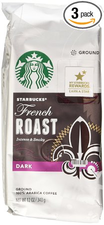 Starbucks Dark French Roast Ground Coffee 12 Ounce Pack of 3