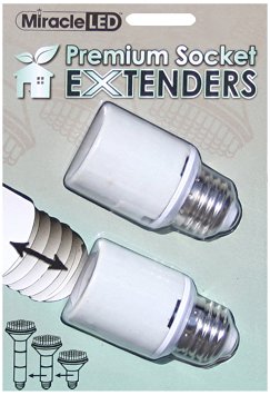 Miracle LED 605150 U.L. Listed Socket Extenders for LED Bulb, White, 2-pack