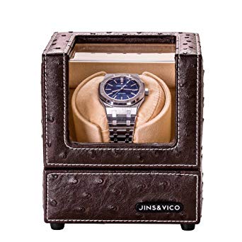 Single Watch Winder with Flexible Plush Pillow for Rolex Omega Automatic Watches, Japanese Motor 4 Rotation Mode Quiet Watch Winders for Mens and Ladies, Dark Coffee