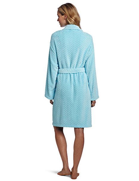 Seven Apparel Hotel Spa Collection Herringbone Textured Plush Robe,Seafoam aqua blue