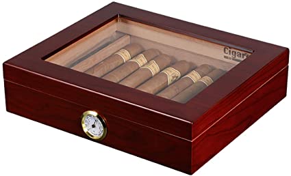 Volenx Cigar humidor with Hygrometer Holds 15-20 Cigars(Brown)