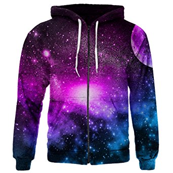 SAYM Unisex Zip Up Pullover Pockets Galaxy Jackets Sweatshirts Hoodies