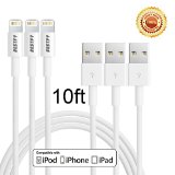 BestfyTM3Pack 10FT Extra Long 8pin to USB Sync Data and Charging Cable Cord Wire for iPhone 66 Plus6s6s Plus iPhone 5 5c 5s iPad 4 Mini Air iPod Nano 7 iPod Touch 5White