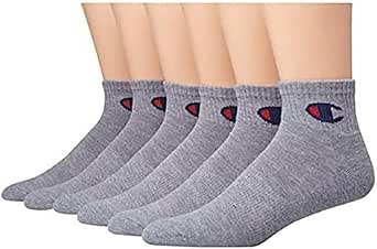 Champion Men's Double Dry Moisture Wicking Ankle Socks; 6, 8, 12 Packs Available, Grey - 6 Pack, 6-12