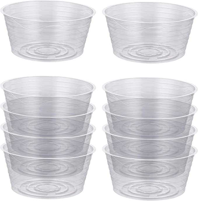 Idyllize 10 Pieces of 8 Inch Clear Thin Deep Plastic Plant Saucer Drip Tray for Pots (8'')