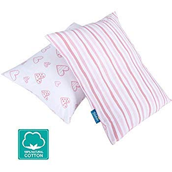 Kid Toddler Pillowcase 2 Pack, 100% Jersey Cotton Ultra Soft Baby Kids Pillow for Sleeping Fit Pillow Sized 13"x 18" or 14"x19", Pink Envelope Style Travel Pillowcase for Girls Boys