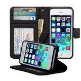 Navor iPhone Life Protective Deluxe Book Style Folio Wallet Leather Case for iPhone 5 and iPhone 5S  Black