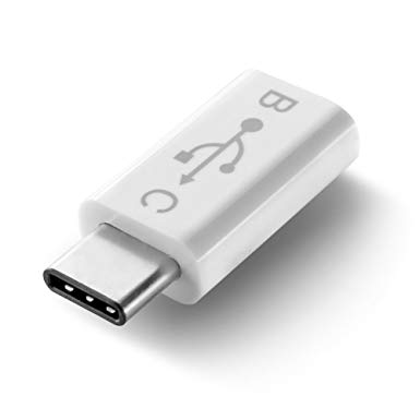 TNP USB-C to Micro USB Adapter (White) Type C Male to USB Micro B Female Charge and Data Sync Convert Connector Cable for Nexus 5X / Nexus 6P / Pixel C / OnePlus 2 / Lumia 950 and Other Type-C Devices