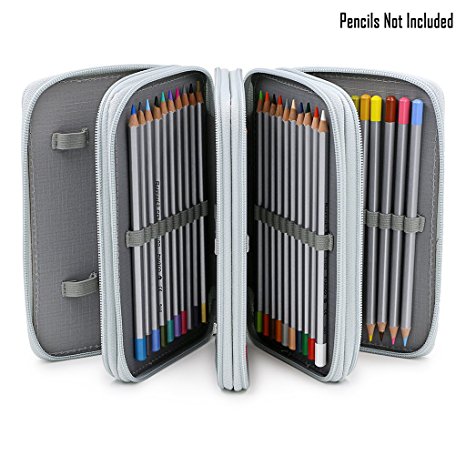 BTSKY® Handy Wareable Oxford Pencil Wrap Case 72 Slots Pencil Organizer for Watercolor Pencil(Grey)