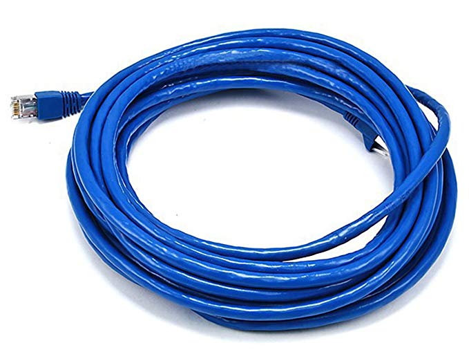 Monoprice 25FT 24AWG Cat6A 500MHz STP Ethernet Bare Copper Network Cable - Blue