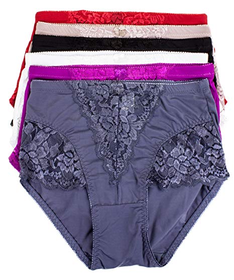 Women's 6 Pack High Waist Cool Feel Brief Underwear Panties S-5xl