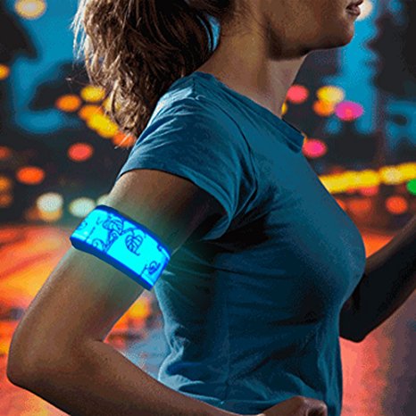 HiGo Rainproof LED Slap Band, Glow in the Dark Sports Armband with Reflecive Printing, Perfect Gifts for Kids, 100% Quality Guarantee