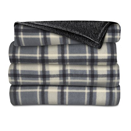 Sunbeam Fleece Heated Throw, Hamilton Plaid/Slate Black, TSF8UP-R871-31A00