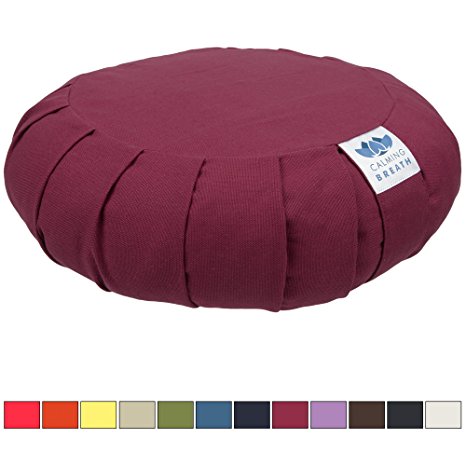CalmingBreath Natural, Eco-Friendly Zafu Meditation Cushion - Great Colours!