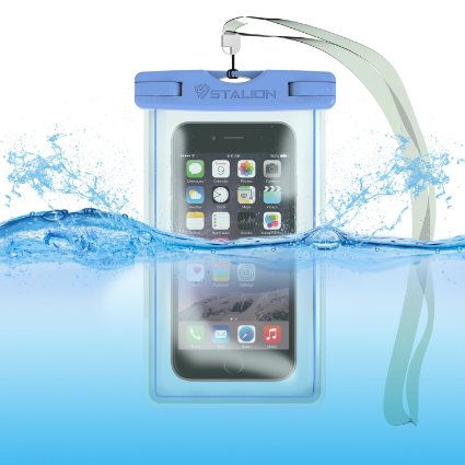 Waterproof Case Bag  Stalion Sports Universal Water Safe Pouch Lifetime WarrantyCyan Blue 100 Feet IPX8 Certified with Touch Responsive Screen  Camera Hole  Neck Strap - Fits All iPhone 6 6s 6 Plus 6s Plus Galaxy S6 Note 5 4 iPod Touch HTC One and all other smartphones