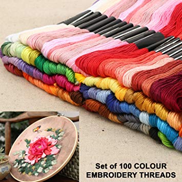 Embroidery Thread & Floss 100pc - 8m Cotton Embroidery Yarn Floss Thread, Cross stitch threads knitting, craft floss, beading sewing thread Assorted colors, Bulk Friendship Embroidery Skeins Pack