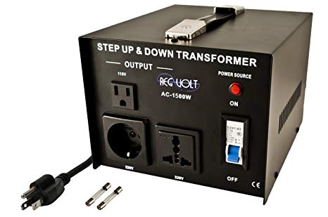 Regvolt AC-1500 Step Up & Down Voltage Converter Transformer, 1500 Watts - Heavy Duty Continuous Use Voltage Converter 110 Volt and 220 Volts with Circuit Breaker Protection, CE Certified