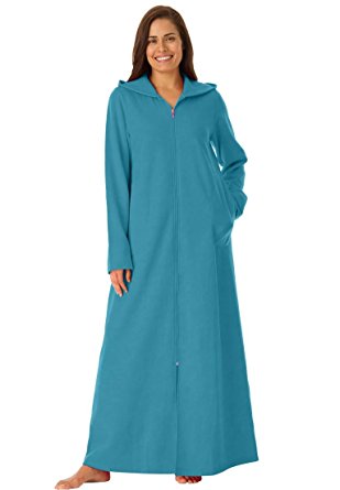Dreams & Co. Women's Plus Size Long Fleece Hooded Robe