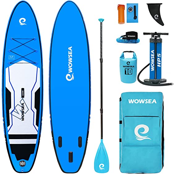 WOWSEA Cruise Inflatable Stand Up Paddle Board | 11' Long x 32" Wide x 6" Thick | Durable and Stable Hunting SUP Boards Inflatable | Fishing & Exploring iSUP | Blue