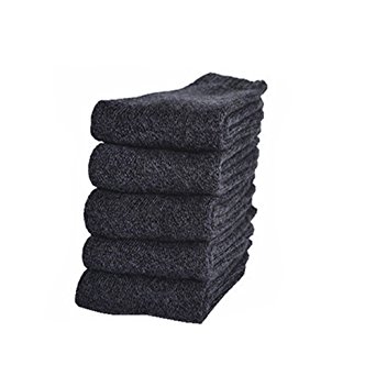 Men's 5-Pack Solid Color Cashmere-Wool Blend Crew Socks