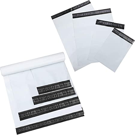 120 Pieces Poly Mailer Envelope 4 Assorted Sizes Shipping Bags Self Sealing Clasp Envelope Self Adhesive Tear Proof Mailing Envelopes (White)