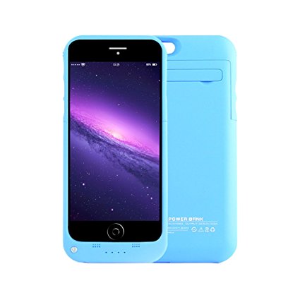 YHhao 3500mAh Portable Cell Phone Battery Charger Case Back Up Power Bank Rechargeable with Stand 4.7 Inches for iPhone 6/6s (Blue01)