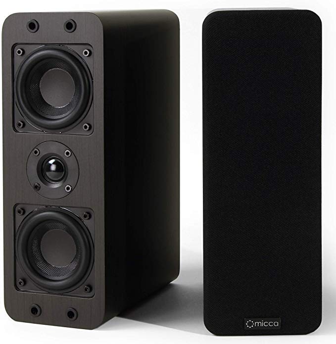 Micca OoO Bookshelf Speakers with 3-Inch Woofers and Silk Tweeter (Dark Walnut, Pair)