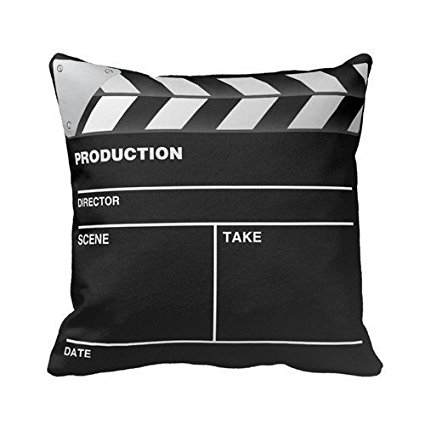Movie maker Clap Board Throw Pillow Personalized 18x18 Inch Square Cotton Throw Pillow Case Decor Cushion Covers