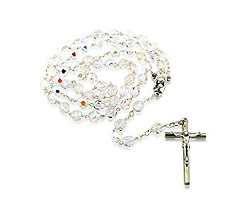 Catholic Red Rosary with Crystal Glass Beads Made in Italy (Crystal)