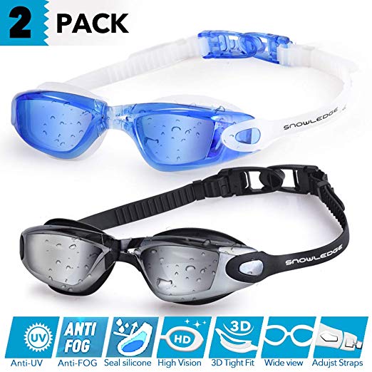 Snowledge Swim Goggles,Swimming Goggles No Leaking Anti Fog UV Protection,Swim Goggles Adult Unisex Men Women Youth Kids Children, Free Protection Case