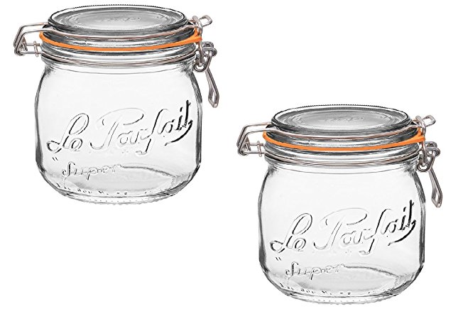 Le Parfait French Glass Canning Jar with 85mm Gasket and Lid, .5 Liter (Pack of 2)