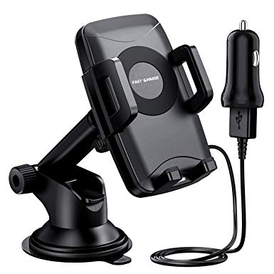 Mpow 096 Car Phone Mount,Car Phone Holder Qi Wireless Charger,Dashboard Car Holder Mount,Car Phone Holder Compatible iPhone Xs/XS MAX/XR/X/,Galaxy S9Plus /S9/S8Plus/S8/Note8 & Qi-Enabled Phones,Black