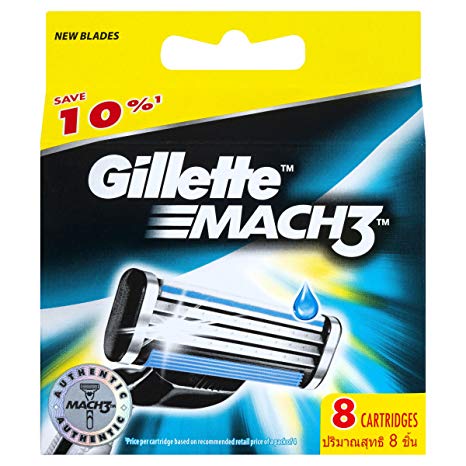 Gillette Mach3 Men's Razor Blades Refill Cartridges, 8 Pack, Mens Razors/Blades