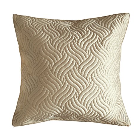 Adream Faux Silk/Cotton Printed Euro Shams European Throw Pillow Cover Decorative Pillowcase European Pillowcase, 26"26" (Cream)