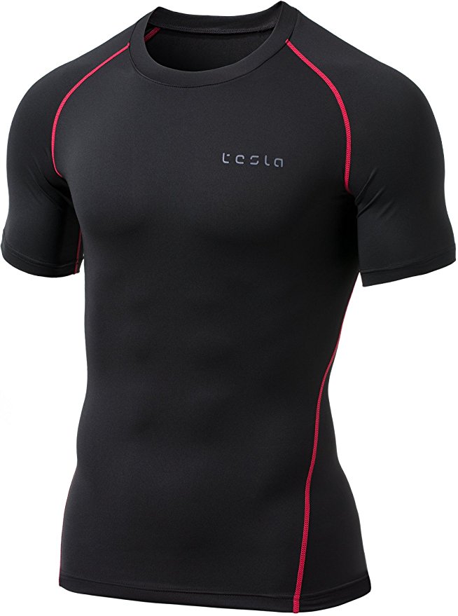 Tesla Mens Short Sleeve T-Shirt Cool Dry Compression Baselayer MUB73/MUB03/R13/R14