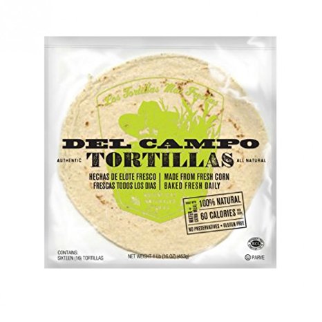Del Campo Soft Corn Tortillas – 6 Inch Round 1 Lb. Bag. 100% Natural, Gluten Free and All-Corn Authentic Mexican Food. Many Serving Options: Wraps, Tacos, Quesadillas or Burritos, Kosher. (16ct.)